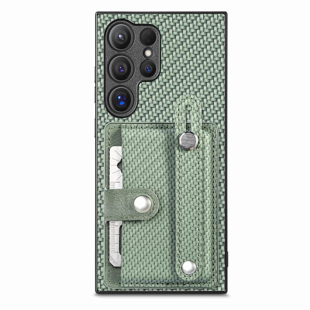 Do Samsung Galaxy S25 Ultra Etui z włókna węglowego Tekstura Skórzana Tylna Obudowa Telefonu z Uchwytem na Karty