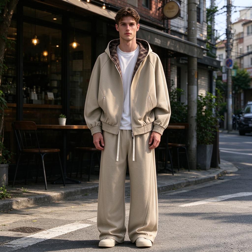 Men's Color Block Striped Athletic Tracksuit Set for Running and Casual Wear, Fall Winter