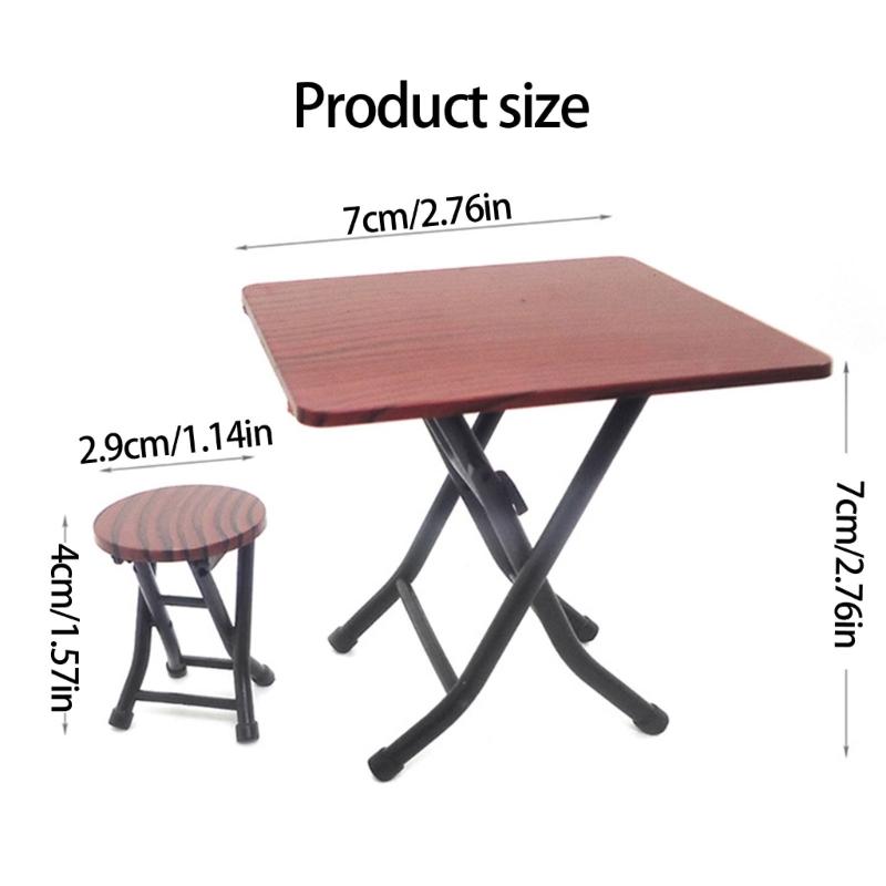 Collapsible Miniature Table And Chairs Set Realistic 1/12 Dollhouses Accessories With Detailing