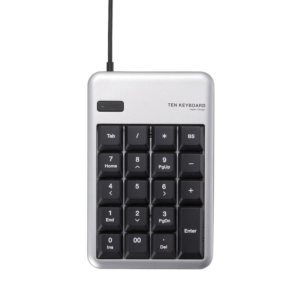 Elecom Teclado numérico de membrana con cable, tamaño M, con puerto USB, muy duradero, 10 millones de veces plateado, TK-TCM012SV