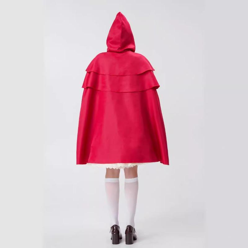 

Halloween Adult Little Red Riding Hood Shawl Match Girl Pastoral Style Stage Costume S