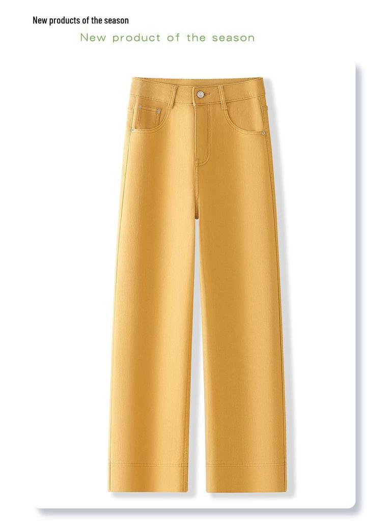 Damen Ingwergelbe Slim-Fit Straight-Leg Jeans - 2025 Frühling & Herbst Mode