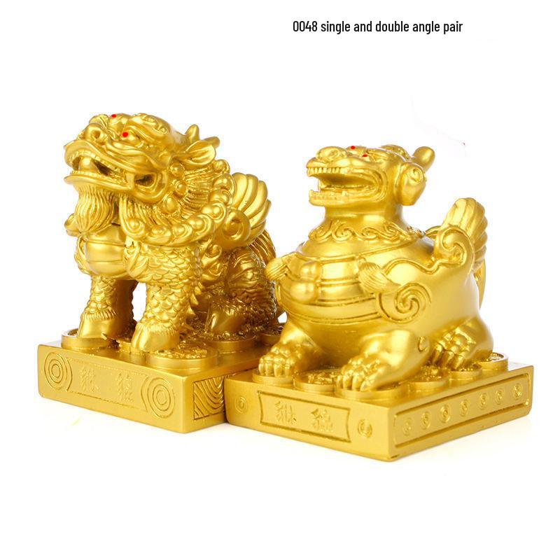 

Pixiu Wealth-Attracting Resin Ornament Pair for Home or Office Decor