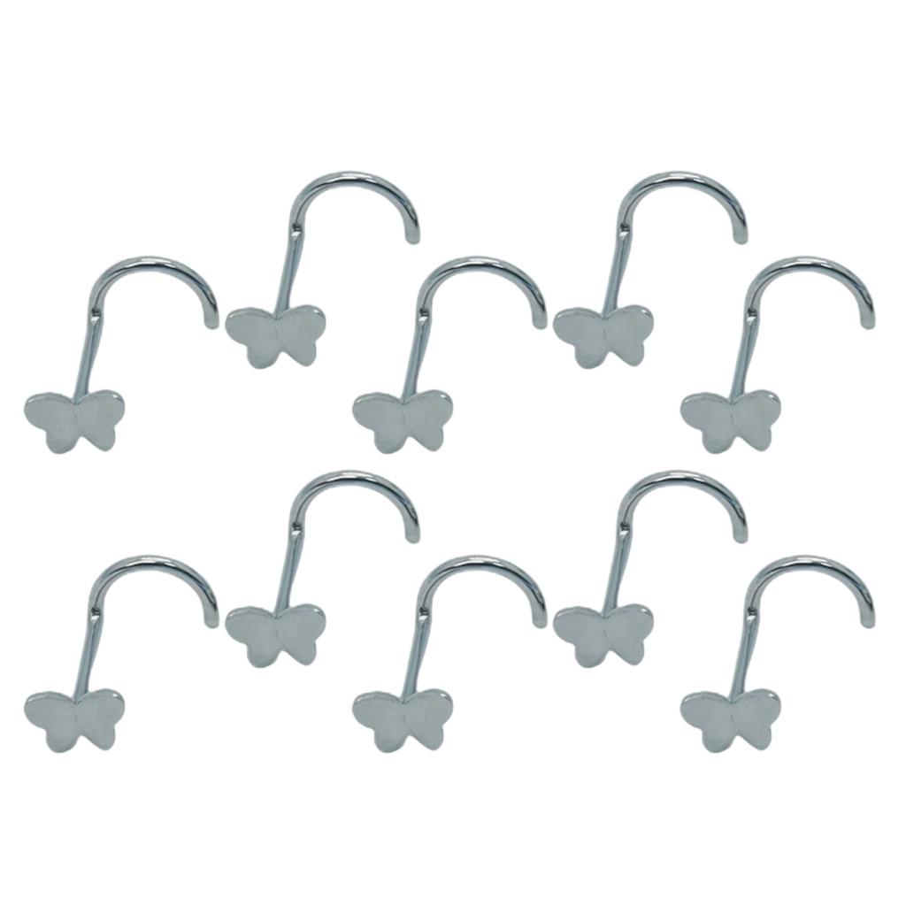 10pcs Butterfly Nose Rings Stainless Steel Piercing Jewelry For Eyebrow Ear Cartilage Accessory For Sensitive Skin