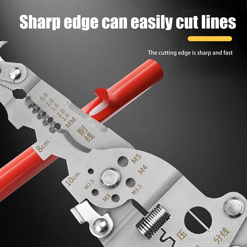 1Pcs Foldable Wire Stripper Multi-Function Pulley Tool For Crimping Splitting Winding Ideal For Electricians