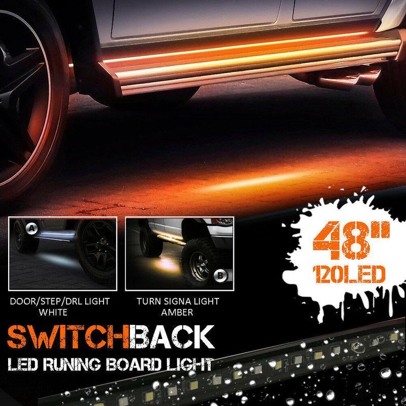 2X 60" Truck LED Running Board Light Running Board DRL Side Step Strip Bar White Amber Turn Signal LED Tailgate Bar LED Light