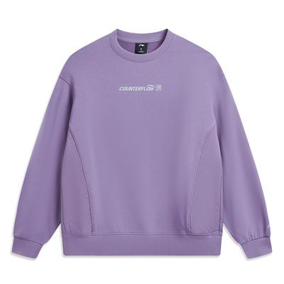Li Ning Outdoor CF Soft Skin-Friendly Water-Resistant Loose Round Neck Sweatshirt Women Sweatshirt Mineral-Purple AWDW172-4