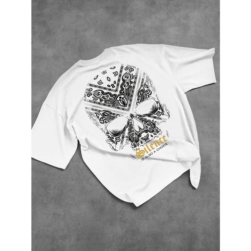 European Size Men'S Graphic Tee Featuring The Phrase 'Silence Is Also a Choice' In Black with Orange Lettering, Designed for a Relaxed Fit