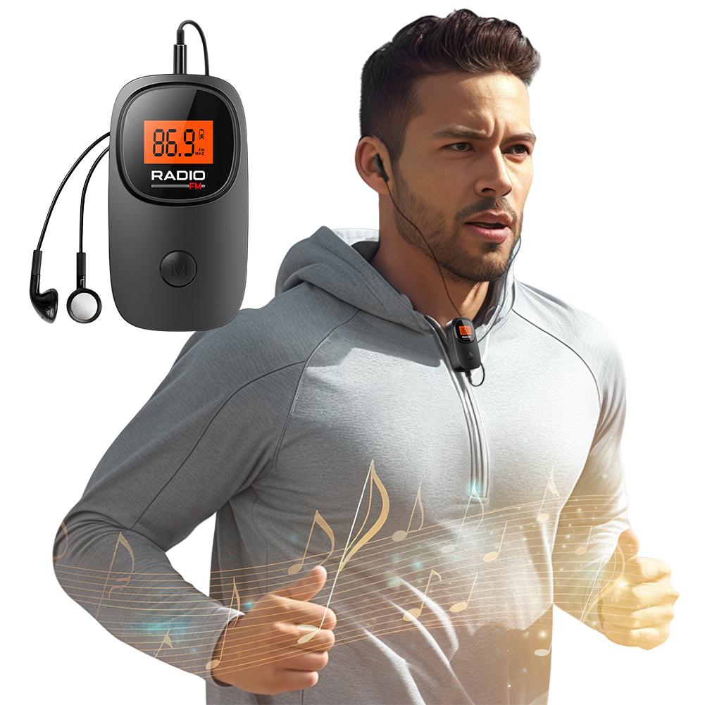 Portable Radio Digital Tuning FM Radio with Earphone Battery Operated Radio for Walking Jogging