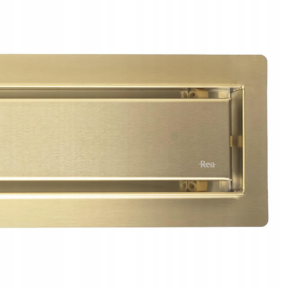 Neox Gold Brushed Longitudinal Floor Shower Drain 50cm