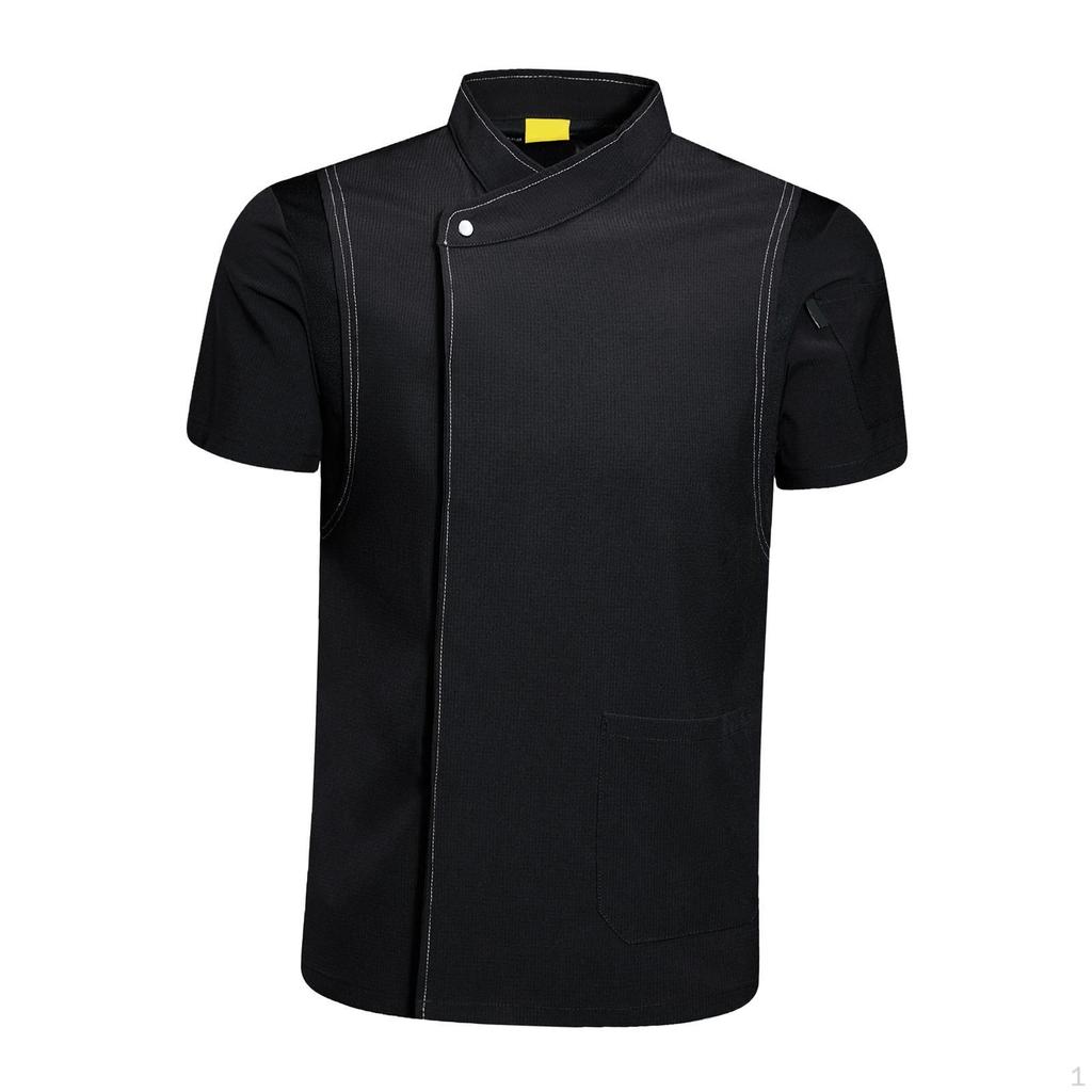 Chef Coat Jacket Short Sleeve Catering Shirt Breathable Workwear Cooking Clothes Apparel Uniform for