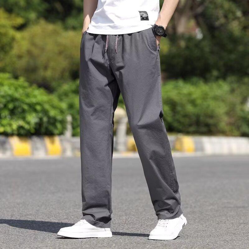 Solid color casual pants American men's autumn and winter new men's pants loose straight elastic large size Japanese pants