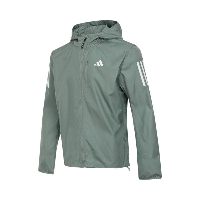 adidas Own The Run Hooded Wind Jacket Silver Green JD2239 S