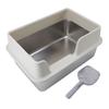 KIMISS Stainless Steel Cat Litter Box, Large Capacity, High Rim to Prevent Splashing, Open Top with Scoop, Semi-Enclosed, Metal, for Pets