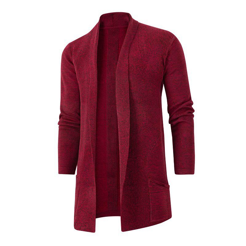 

Men s Korean Style Slim Fit Mid-Length Trench Coat - Autumn Cardigan Jacket, Plus Size Knitwear L вино красного