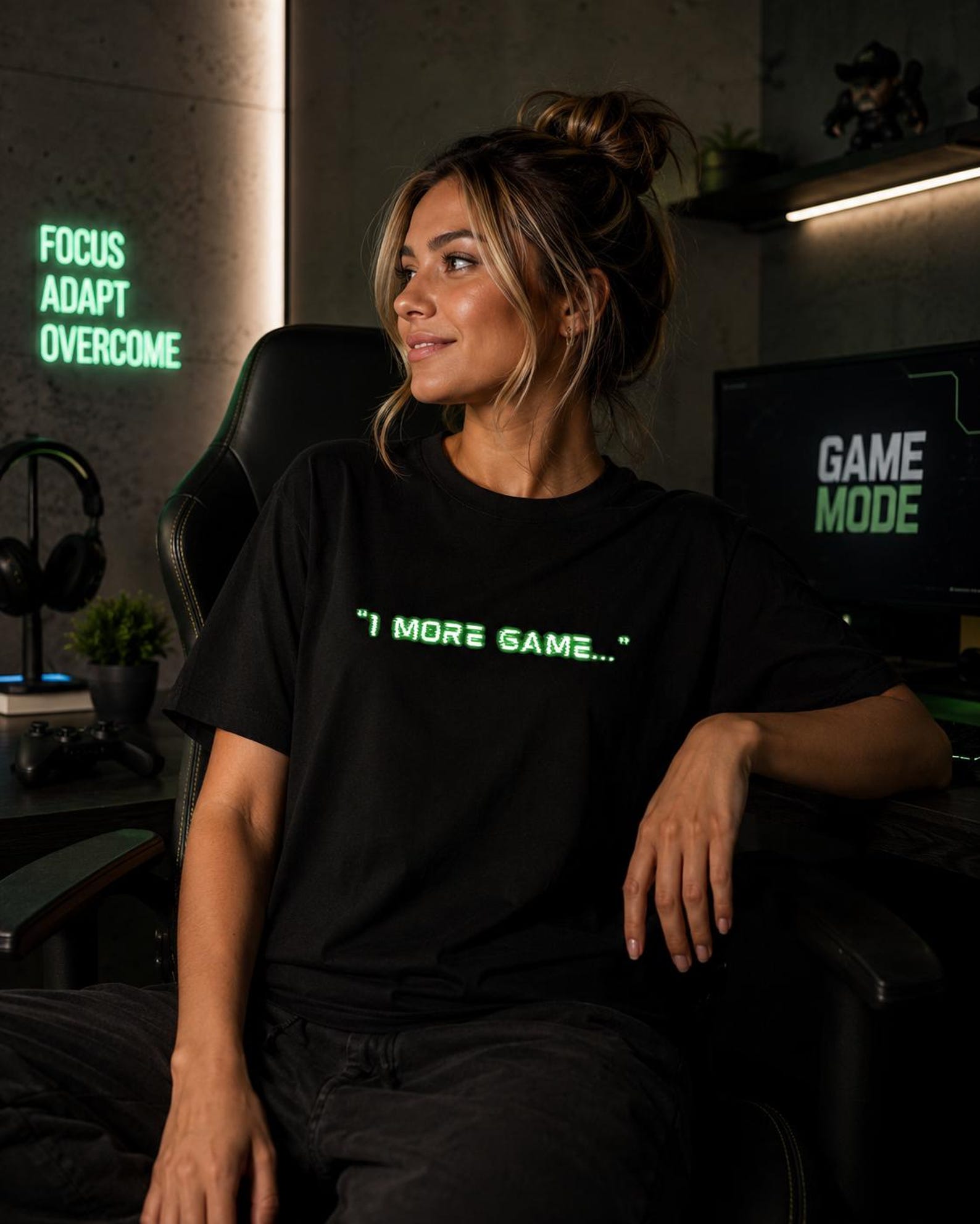 1 MORE GAME... pixel text Tee | Gamer Retro Video Game Shirt XL