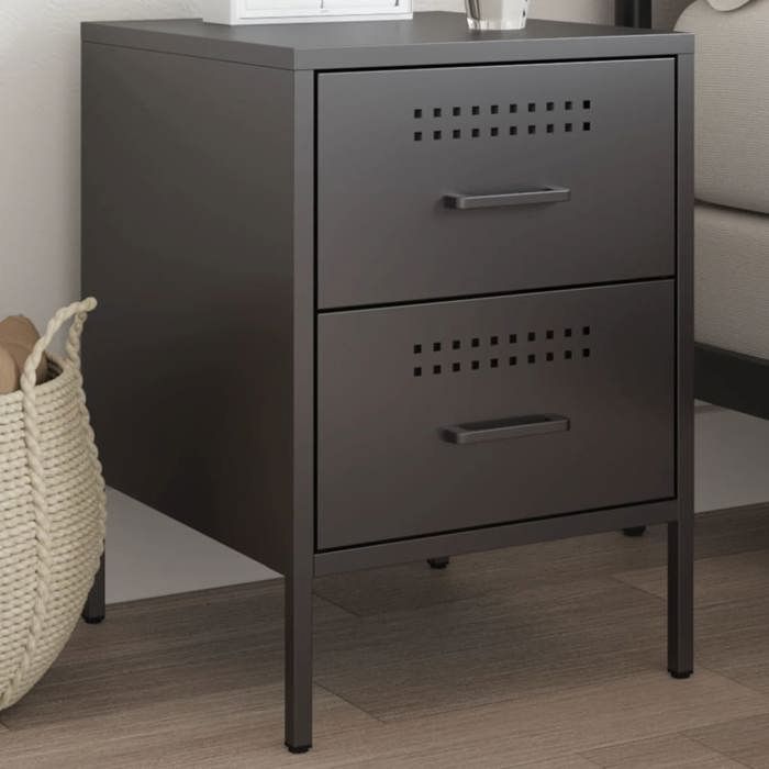 VidaXL Bedside Table Black 36x39x50.5 Cm Steel, Cabinet, Side Cabinet, Phone Stand, Nightstand, Furniture 842922