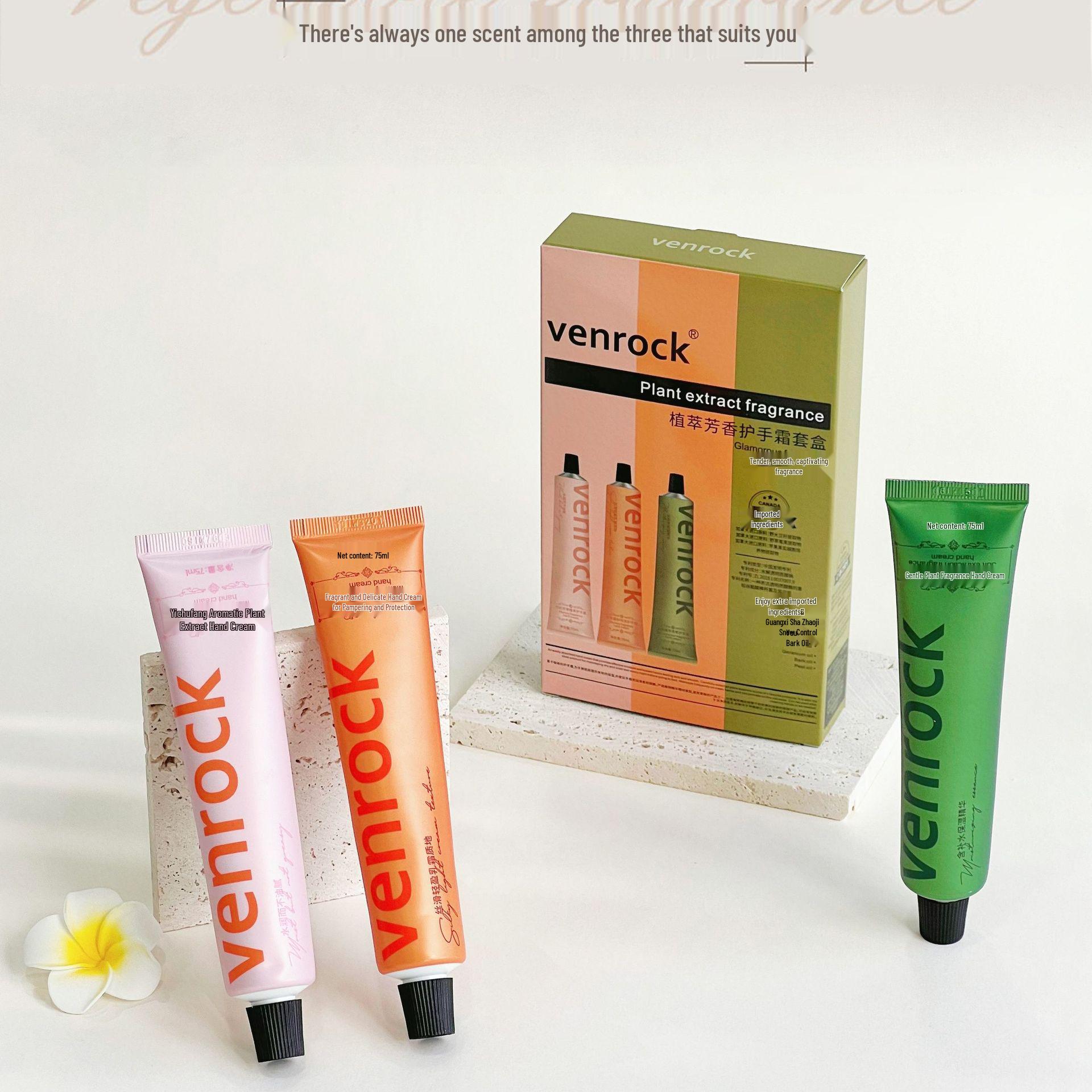 

Venrock Botanical Hand Cream Set: Moisturizing & Hydrating for Tender Skin, 3-Piece Anti-Dry Formula. Standard Size