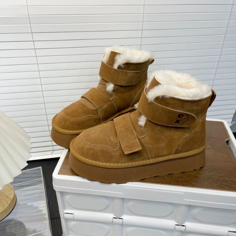 Velcro Thick-soled Snow Boots Women's New Winter Velvet Warm Leather Bread Cotton