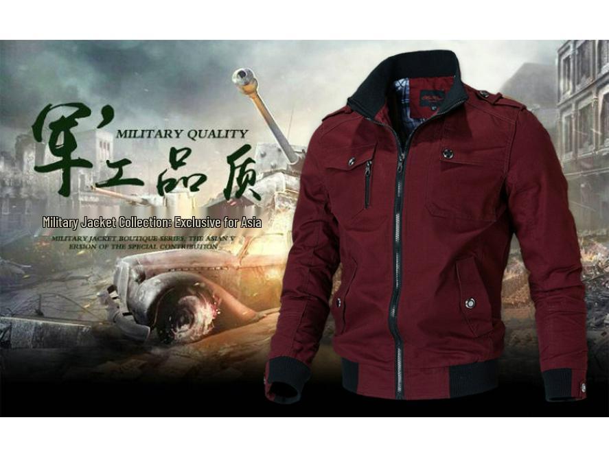 Men's 2024 Plus Size Autumn Casual Korean Style Slim Fit Cotton Military Jacket