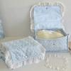 Lace Edge Cotton Quilted Storage Basket Rectangular Fabric Storage Basket Cable Organizer Dresser