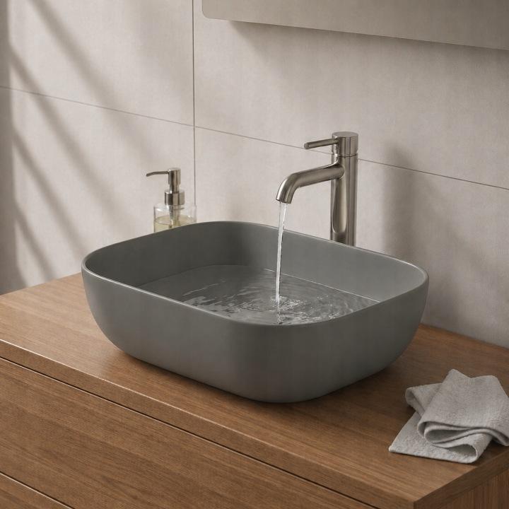 Lusso countertop washbasin 45.5X32.5 CM oval grey matt