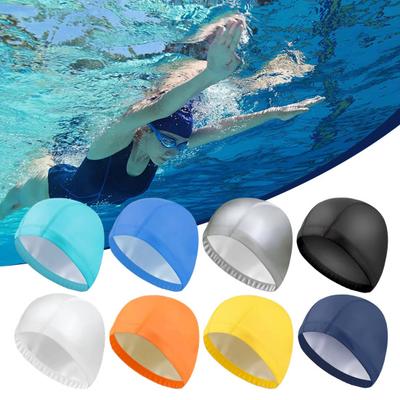 2Pcs Adults Swim Cap Water Resistant Elastic Breathable Long Short Hair Swimming Hat Solid Color Men Women Swimming Pool Cap