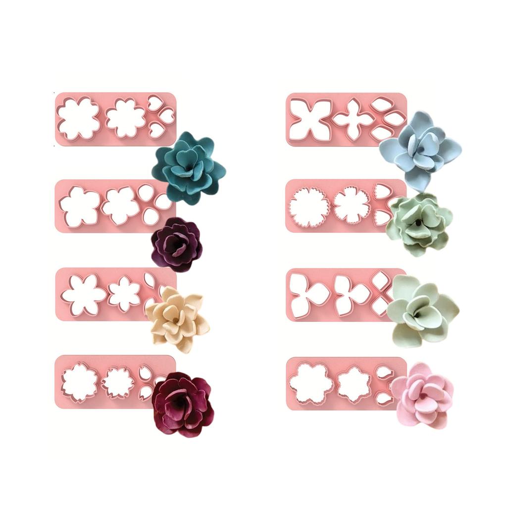 8PCS Floral Clay Molds Earring Making Molds For Handmade Earrings Jewelry Making With Reusable Silicone Petal Design