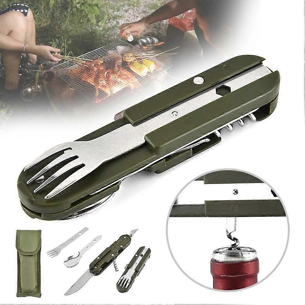 Portable Camping Cutlery Set 3-in-1 Foldable Stainless Steel Knife Fork Spoon Combo Utensils