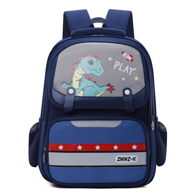 Cute Cartoon Backpack For Boys And Girls Elementary Students Lightweight And Roomy Dark Blue Gray