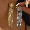 Fashion Exaggerated Flower Earrings Shiny Leaf Tassel Dangle Earrings Unique Luxury High Grade Women Earrings