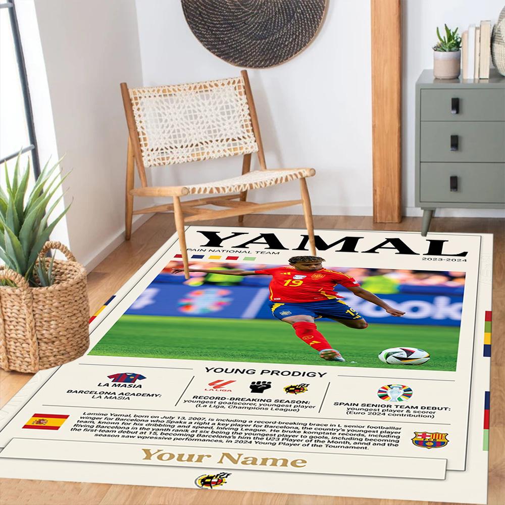 Lamin Yamal Personalisierbares Namens-Fußmatten-Design Für Spielzimmer Wohnheim Foyer Außen Rutschfester Teppich Anime Bürodekoration Spirituelles Geschenk