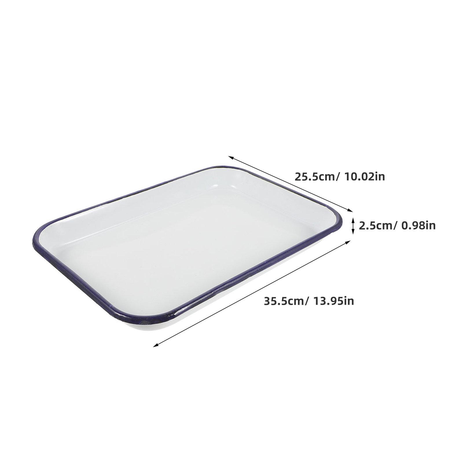 Rectangular Enamel Baking Tray White Non-Stick Ceramic Cookie Sheet Jellys Rolls Oven Pan Serving Oven Tray Enamel Baking Sheets