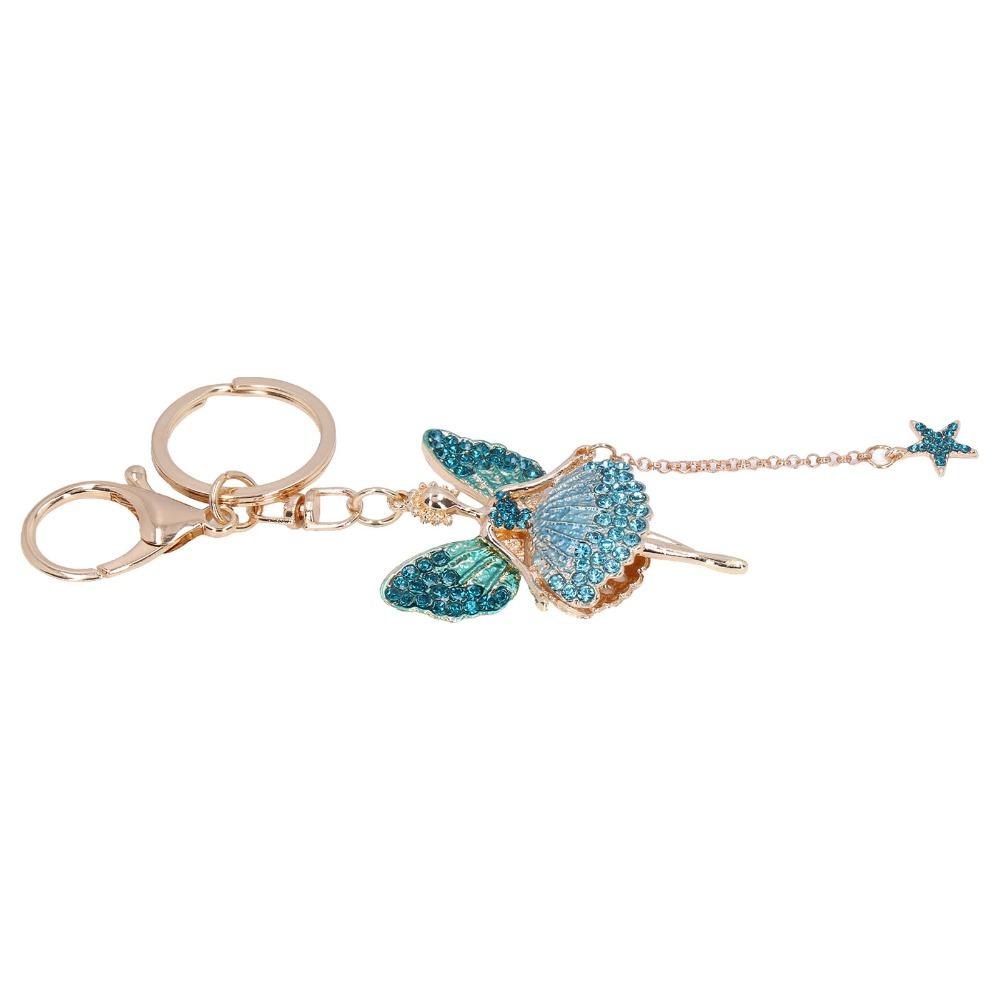 1pcs Rhinestone Decoration Angel Girl Keychain Butterfly Fairy Keychain For Women