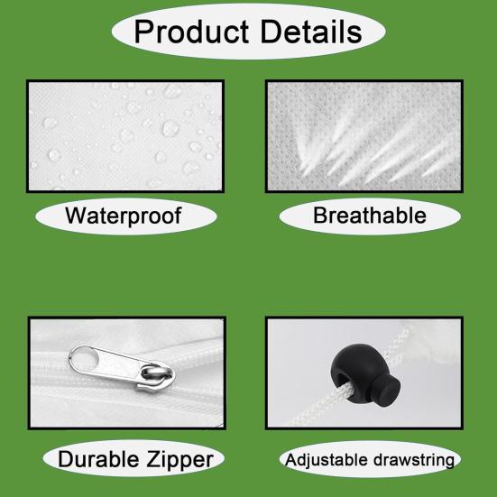 Plant Freeze Protection Cover Frost Cover with Window Zipper Drawstring Cover Bag for Plant Winter Protection