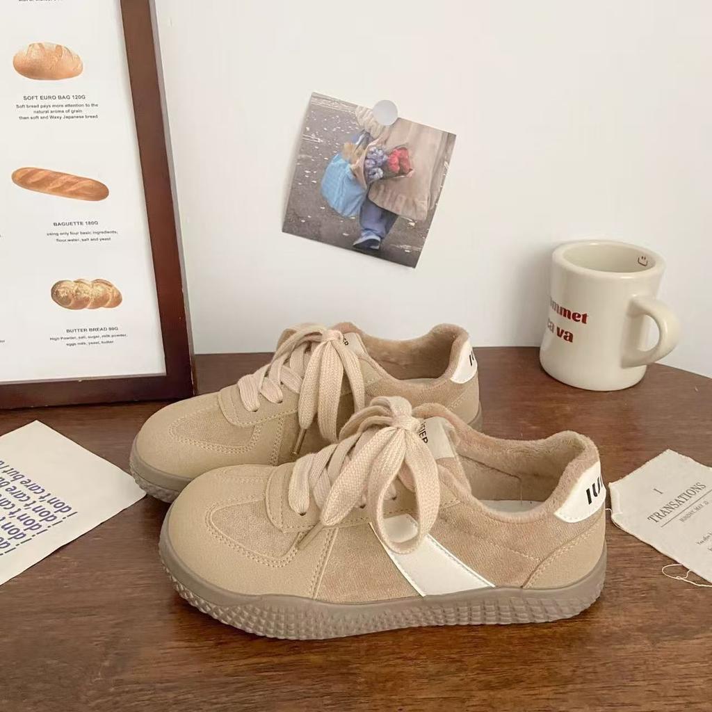 Ugly cute German training velvet warm two cotton shoes autumn and winter dopamine retro casual board shoes slippers