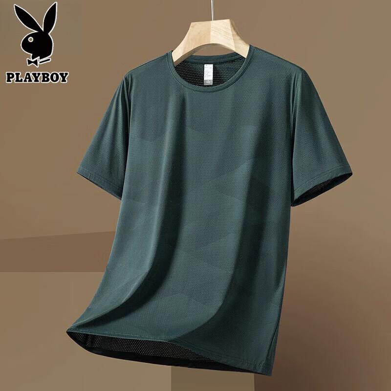 Playboy Men s Ice Silk Quick-Dry Short Sleeve T-Shirt 7XL