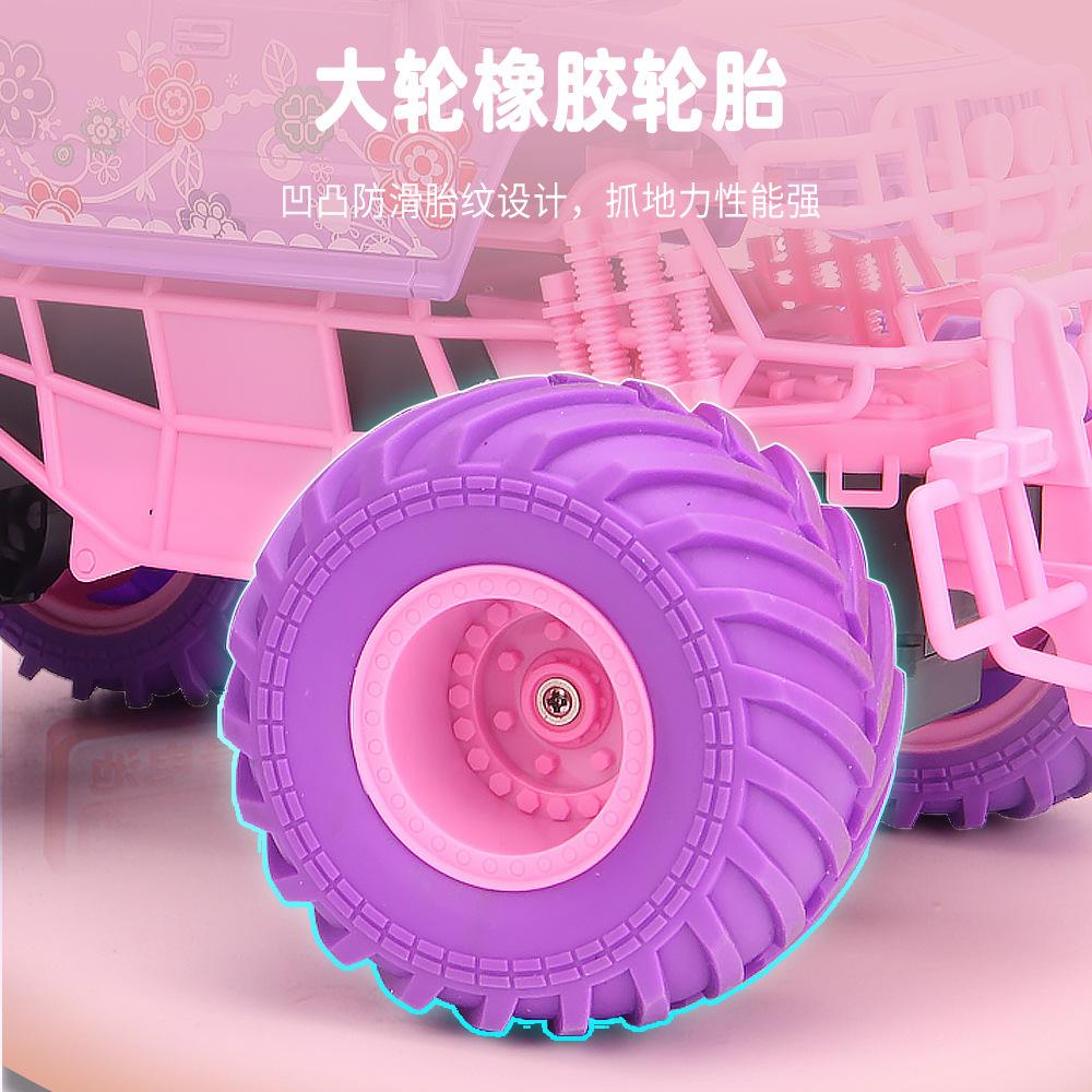 Babyrene Pink Girl Gift Toy Car 2.4G Children's Big Wheel Off-Road Climbing RC Remote Control Car