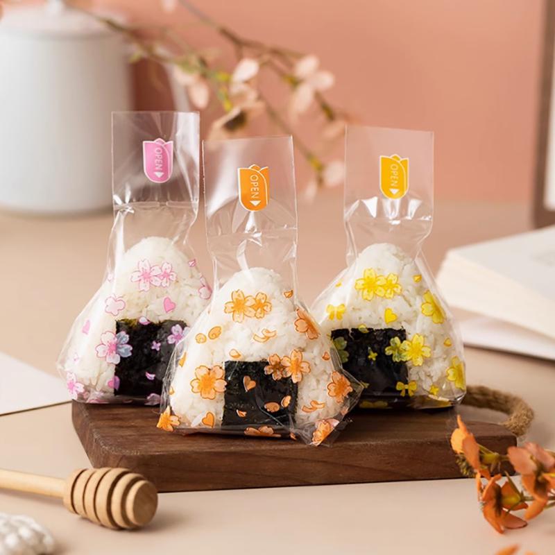 

50Pcs Cute Japenese Triangle Rice Ball Disposable Packaging Bag Nori Onigiri Sushi Bag Sushi Making Mold Bento Accessories 50Pcs