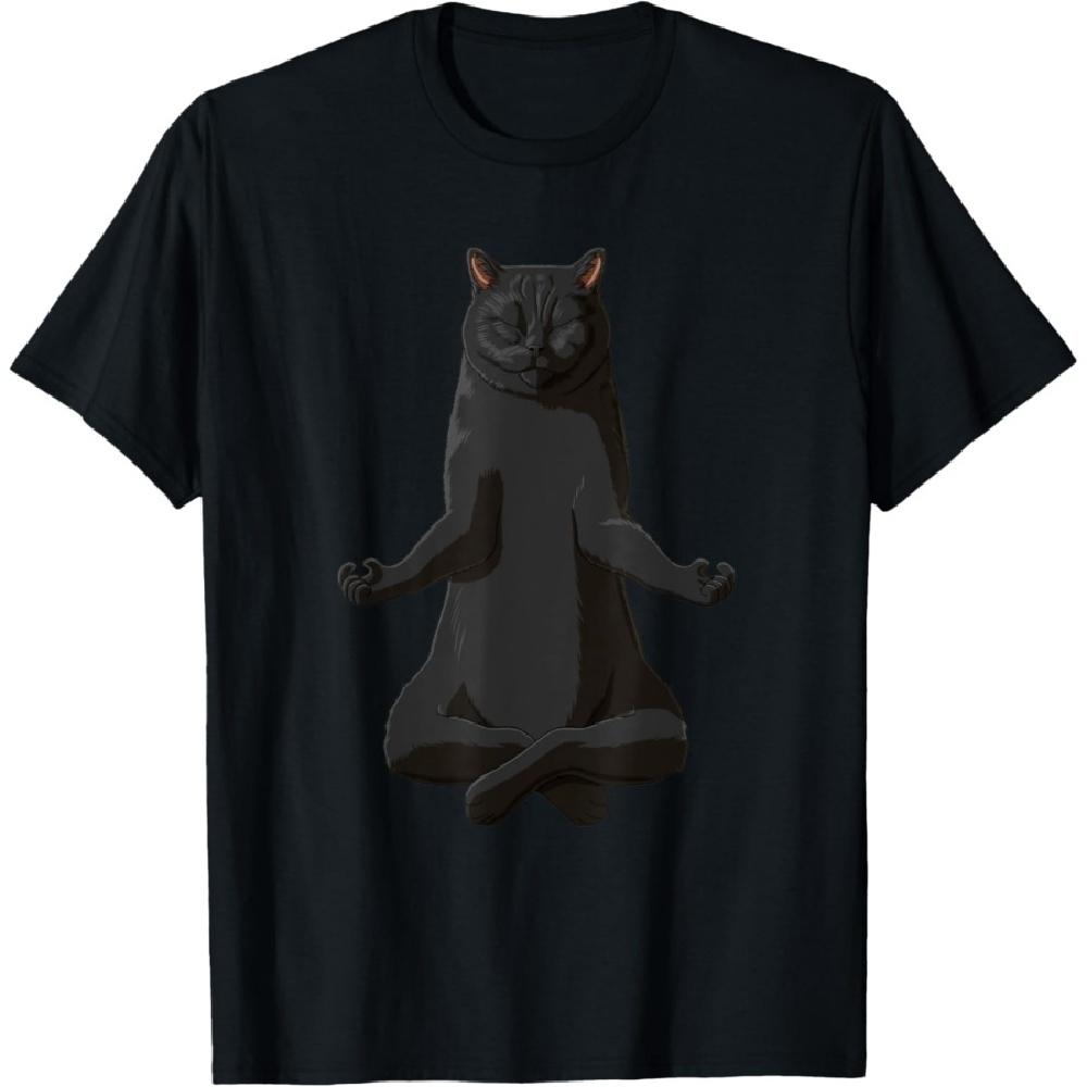 Funny Yoga British Shorthair Cat T-Shirt XXXXXL чёрный