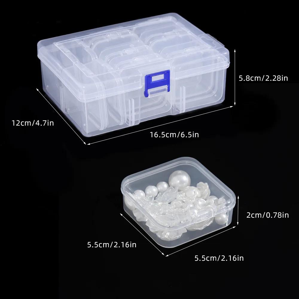 Durable Plastic Storage Box, 14/30 Compartments and Small Container - Transparent Jewelry and Small Item Organizer  Plastic Box