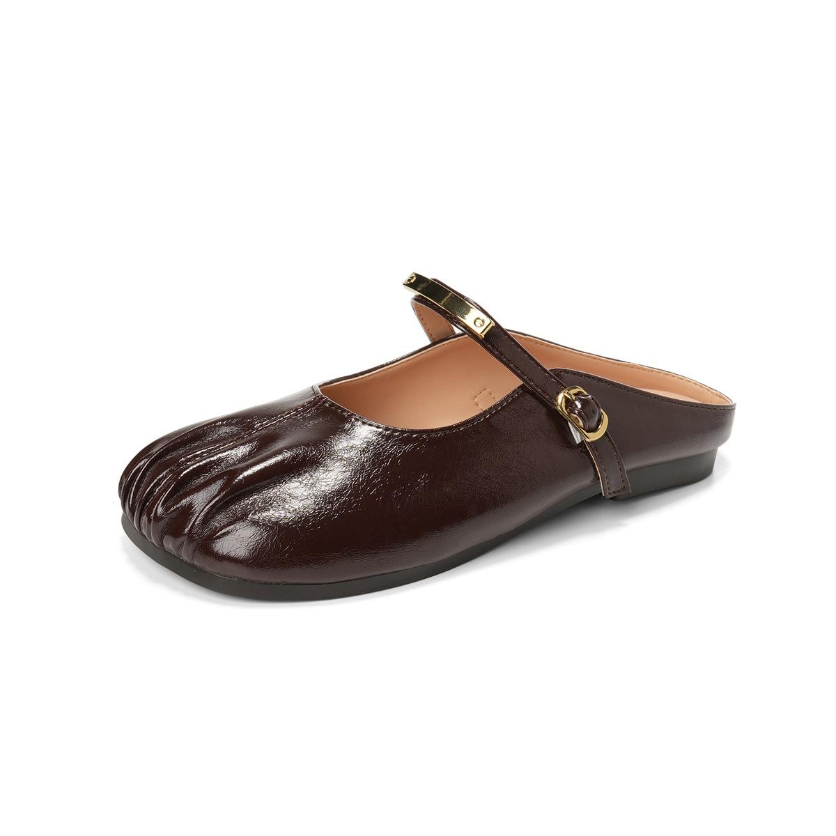 

Soft-bottomed bag head slippers women wear flat-bottomed summer slippers for pregnant women 43 коричневый