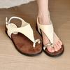 [youshilai] Wedge Heel French Niche Metal Buckle Cover Toe Sandals Women's Open-toe Soft-soled Comfortable Roman Shoes