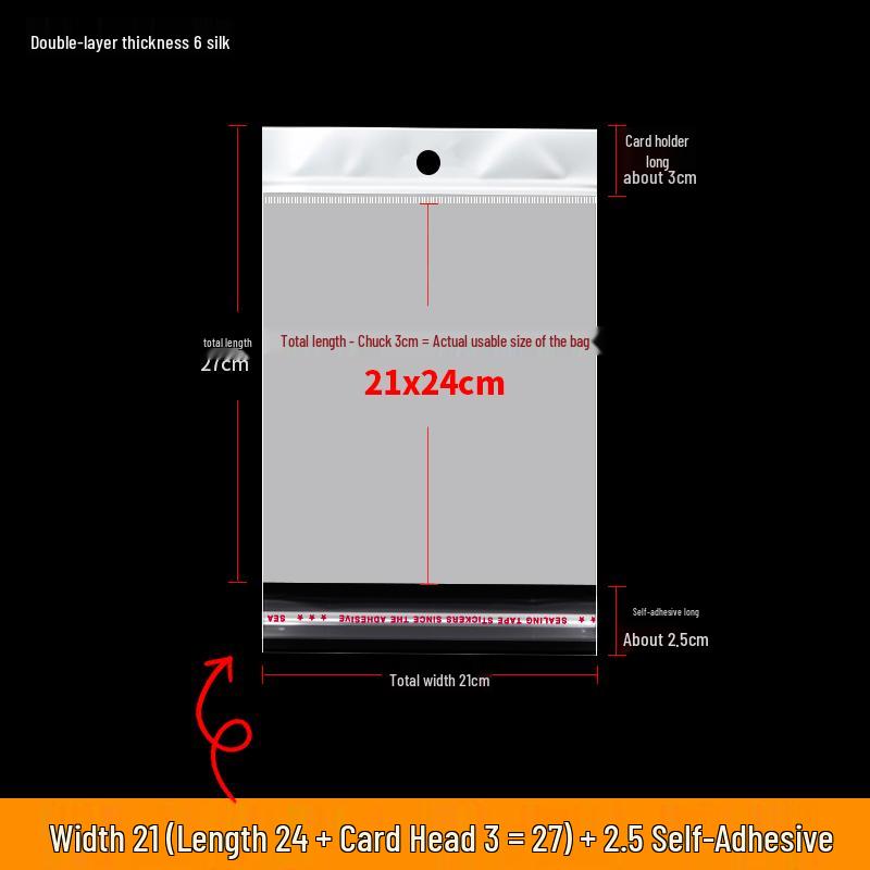 Self-Adhesive Transparent Jewelry Earring Bags with Header and Hanging Hole