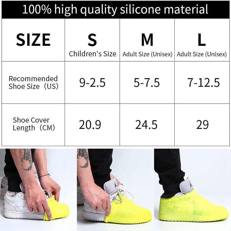 1Pair Reusable Waterproof Rain Shoes Covers Slip-resistant Rubber Rain Boot Overshoes Outdoor Walking Shoes Accessories Dropship