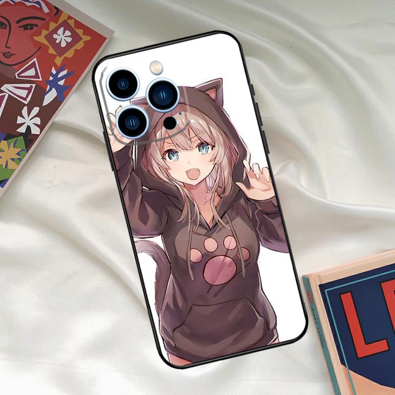 

Anime Neko Cat Girl Phone Case For iPhone 16 15 11 12 13 14 Pro Max Mini X XR XS Max Plus Cover Shell iPhone XR