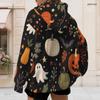 Women Plus Size White Zip Up Hoodie Long Sleeve Halloween Dachshund Printed Drawstring Hood With Pockets