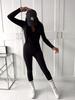 Fitted Viscose Jumpsuit Fame Fashion Black One Size