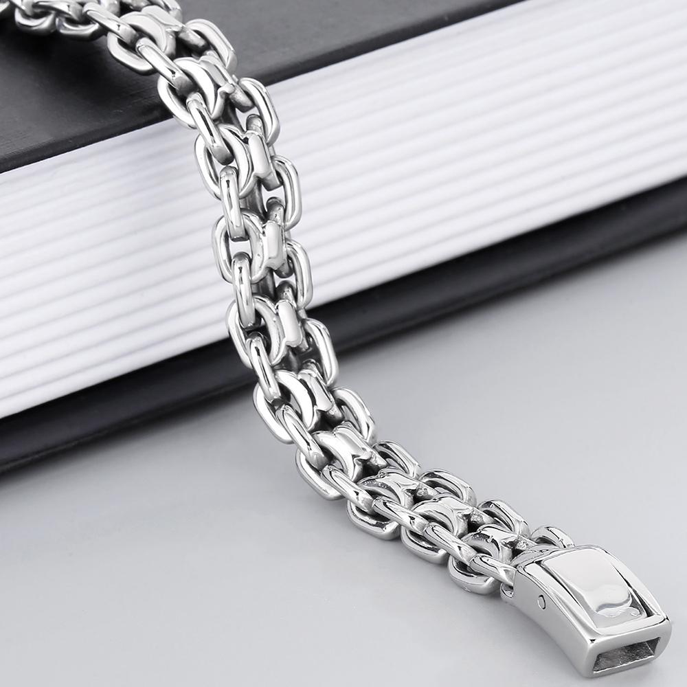Men's High Polished 316L Stainless Steel Bracelet 20MM Wide 23CM Long Horsewhip Style Link Chain Man Bracelet Jewelry Accessory