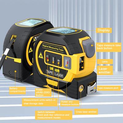 40M+5M/Laser Tape Measure 3 In 1 Rangefinder Measure Rangefinder Steel Digital Tape Measure Indoor Measuring Instrument Ruler